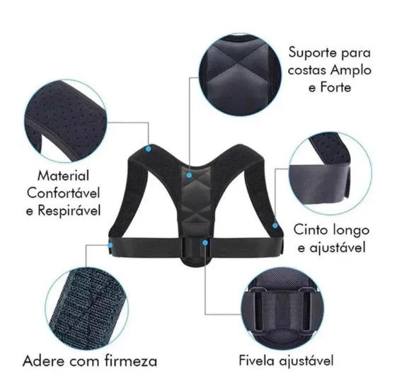 Corretor Postural Ajustável - Coluna, Ombro, Lombar e Clavícula Shop 360 Graus!🔥