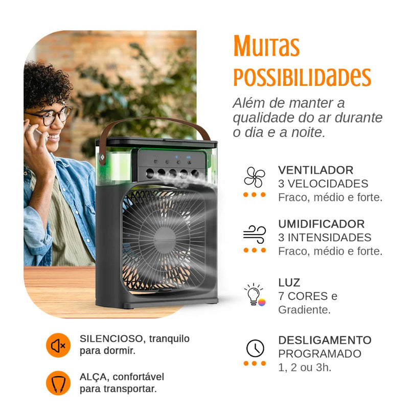 Mini Ar Condicionado Climatizador Umidificador Ventilador Portátil USB Reservatório 600ml  Shop 360 Graus 🔥