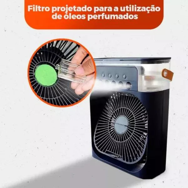 Mini Ar Condicionado Climatizador Umidificador Ventilador Portátil USB Reservatório 600ml  Shop 360 Graus 🔥