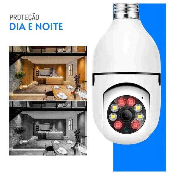 Câmera Lâmpada Inteligente 360° wifi 1080 HD Visão Noturna Shop 360 Graus 🔥