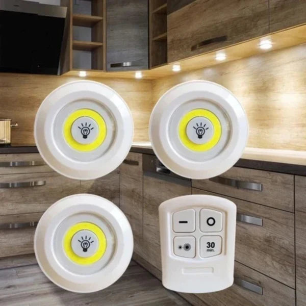 Kit 3 Lâmpadas Luminárias Led Spot Sem Fio Com Controle Remoto Shop 360 Graus 🔥