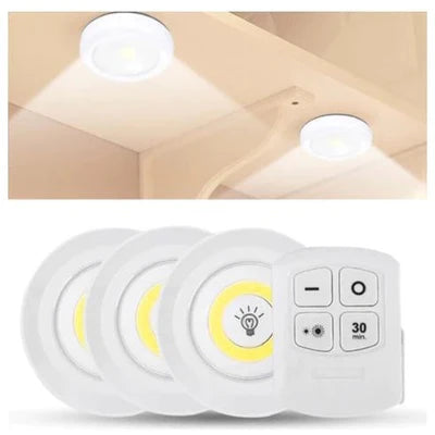 Kit 3 Lâmpadas Luminárias Led Spot Sem Fio Com Controle Remoto Shop 360 Graus 🔥